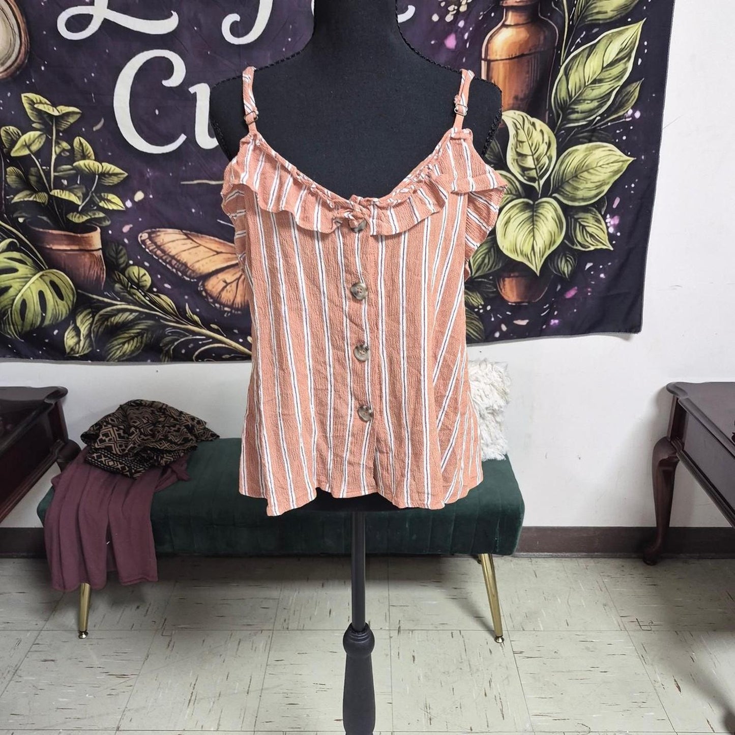 Orangeish brown white striped