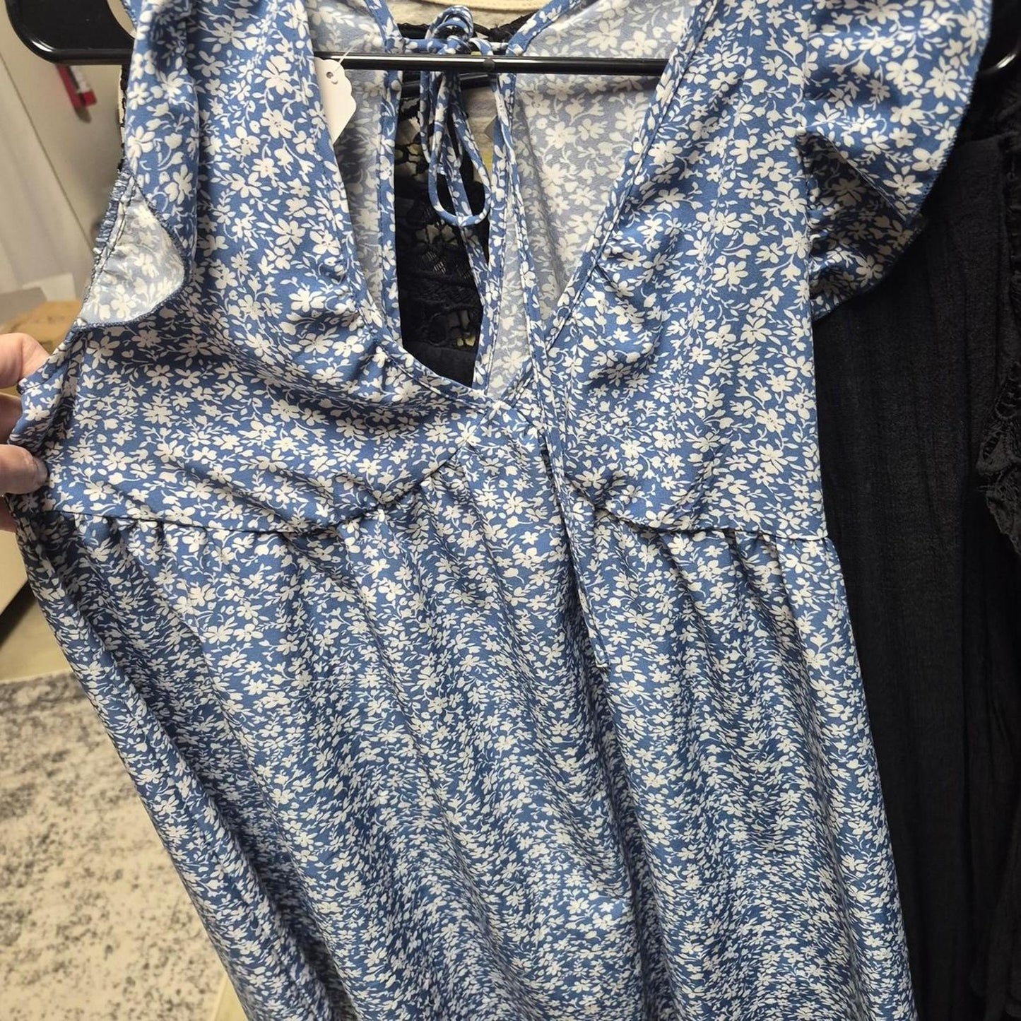 Blue white floral dress