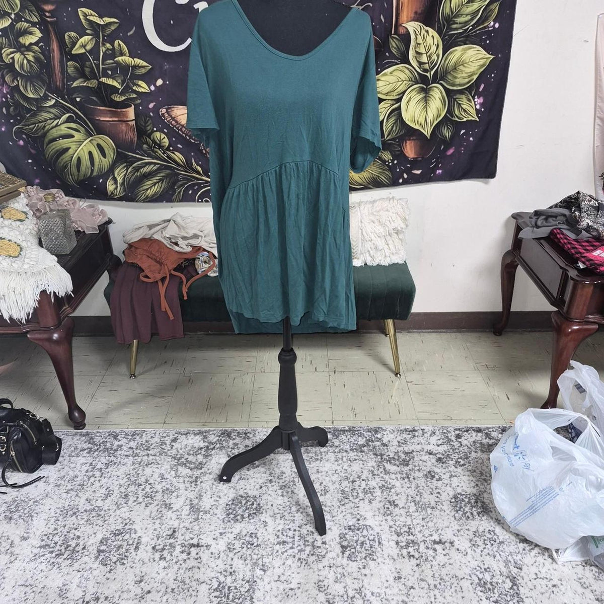 Teal babydoll dress with a