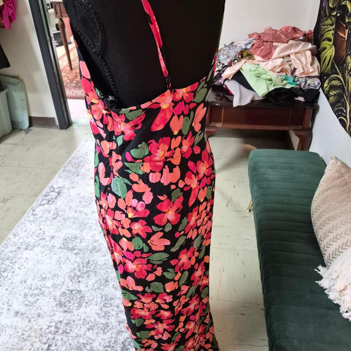 Black maxi dress with pink