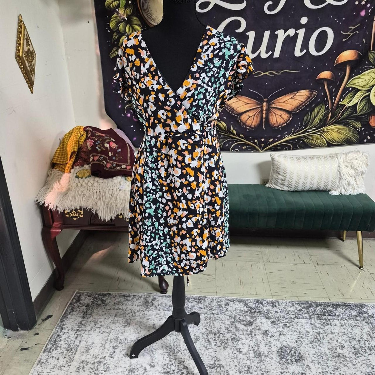 Multi colored floral print dress with