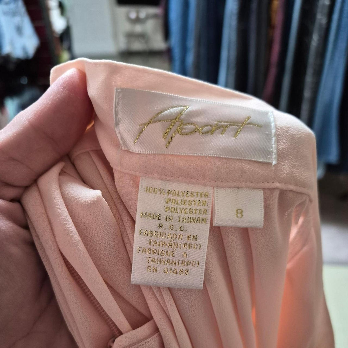 Vintage pink polyester maxi skirt