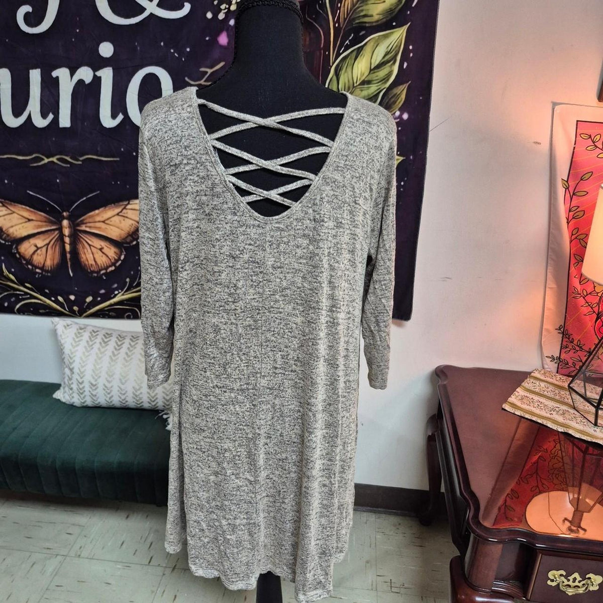 Gray heathered long sleeve dress
