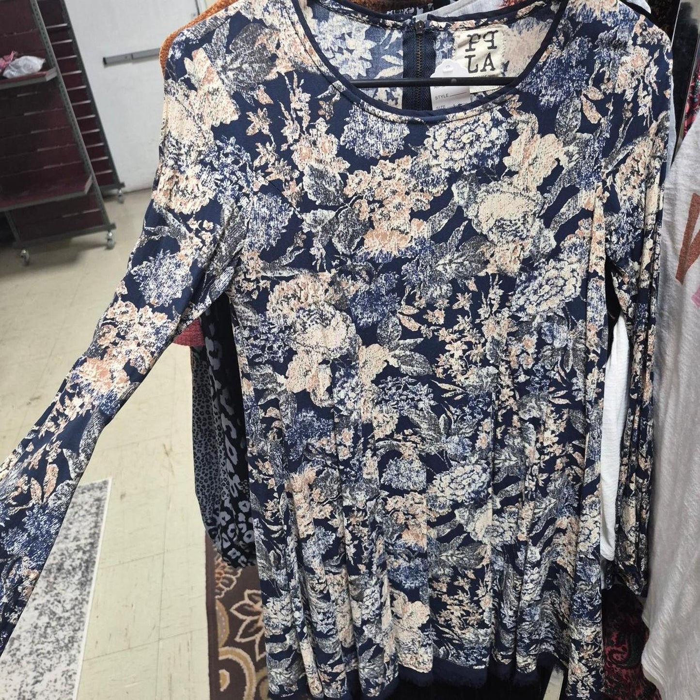 Navy blue floral long sleeve