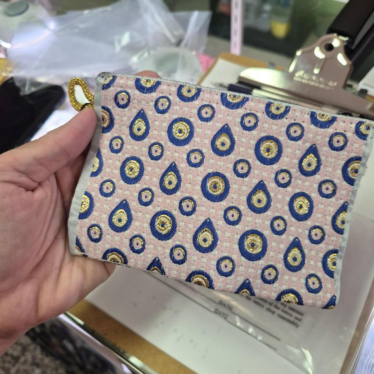 Pink blue eye patterned