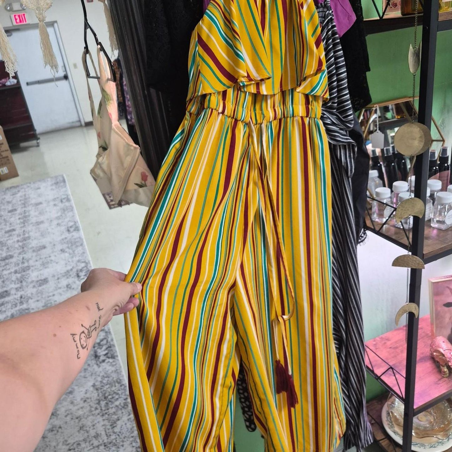 Yellow red and teal vertical