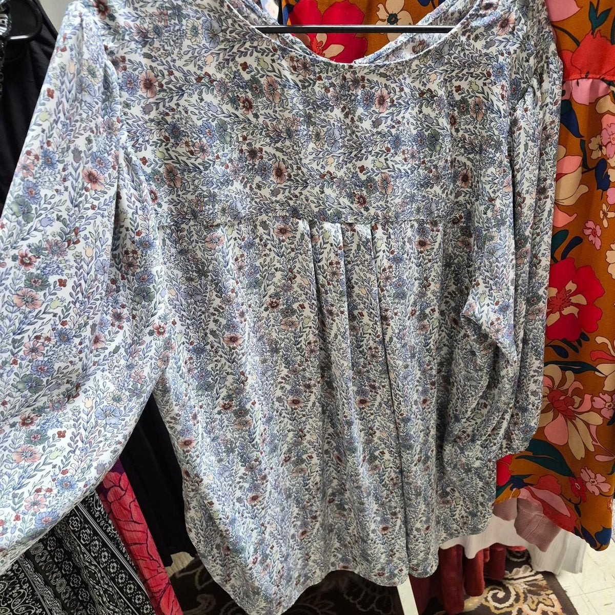 Blue floral blouse with small