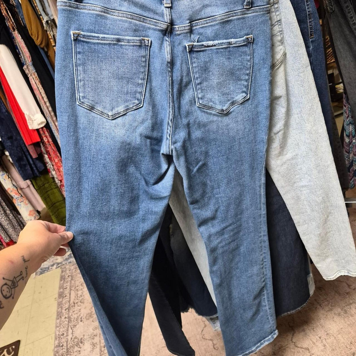 Blue denim jeans with a