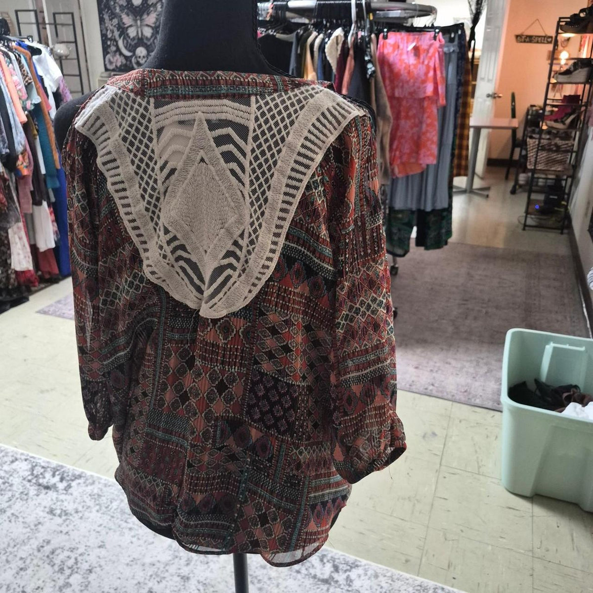 Multi colored boho blouse with geometric