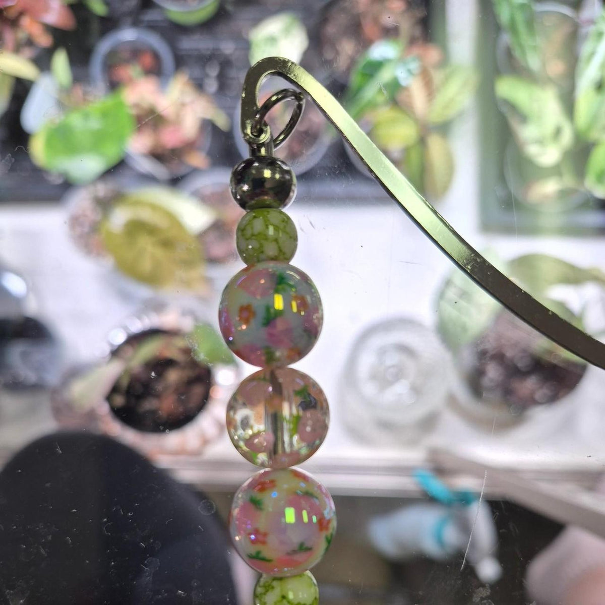 Handmade beaded bookmarks with white
