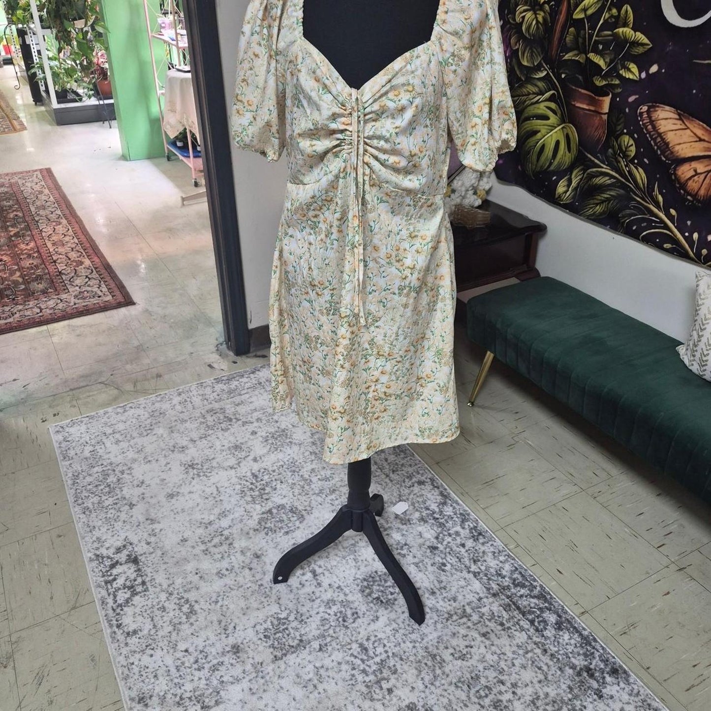Cream floral mini dress with