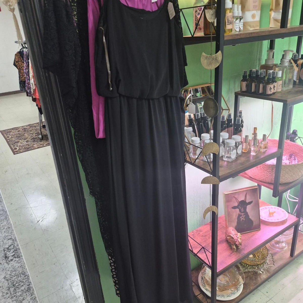 Black maxi dress with lace