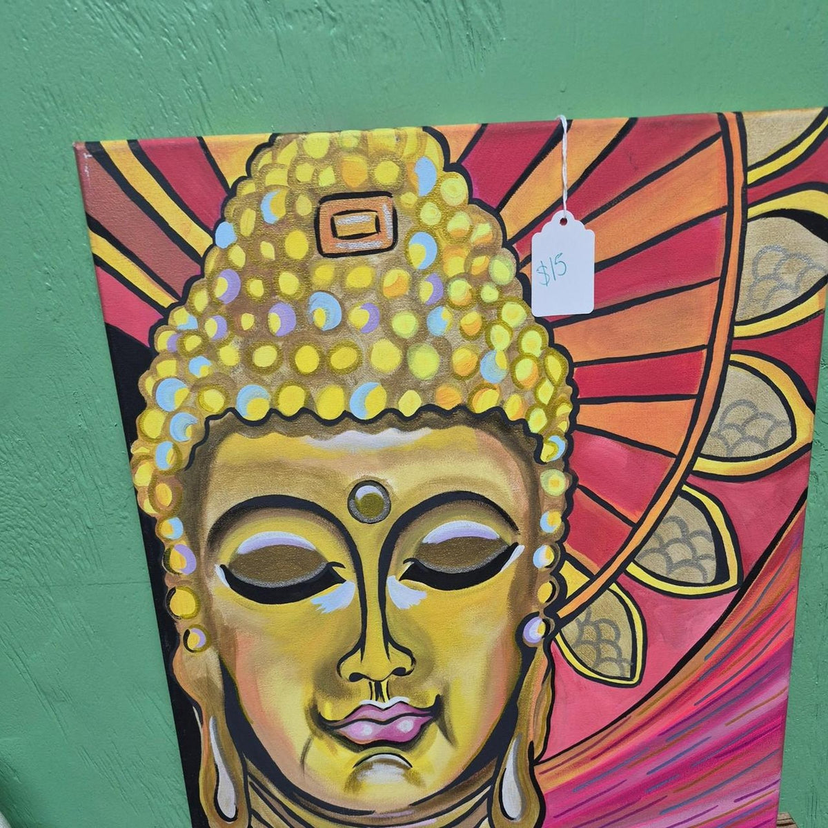 Buddha canvas painting with gold