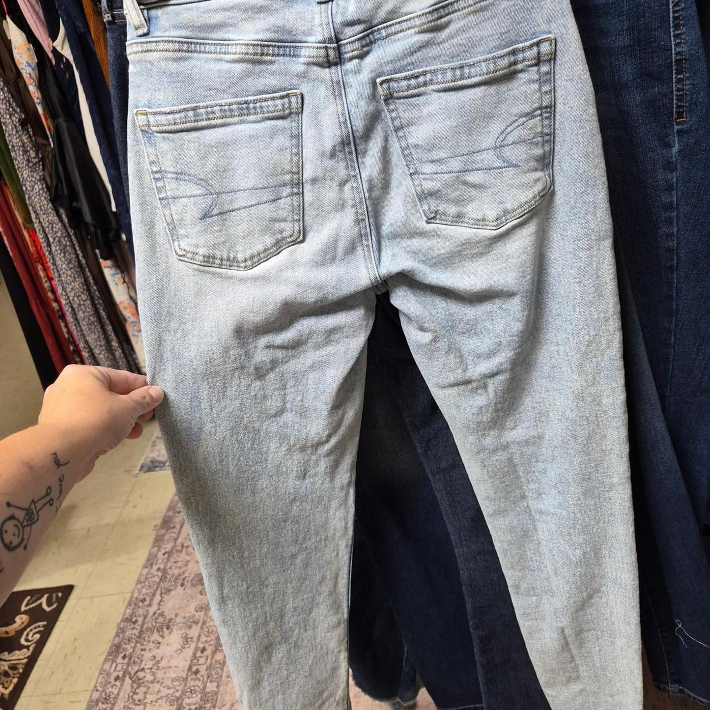Light wash high waisted straight leg