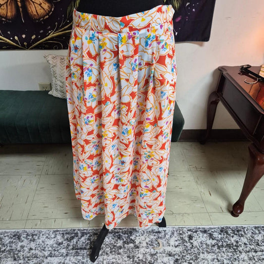 Orange white and multicolored floral