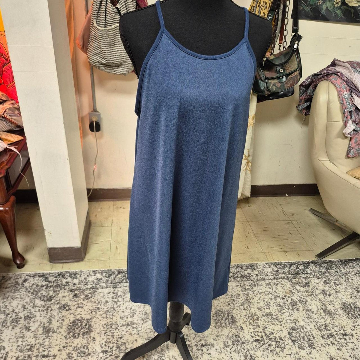 Navy blue midi slip dress