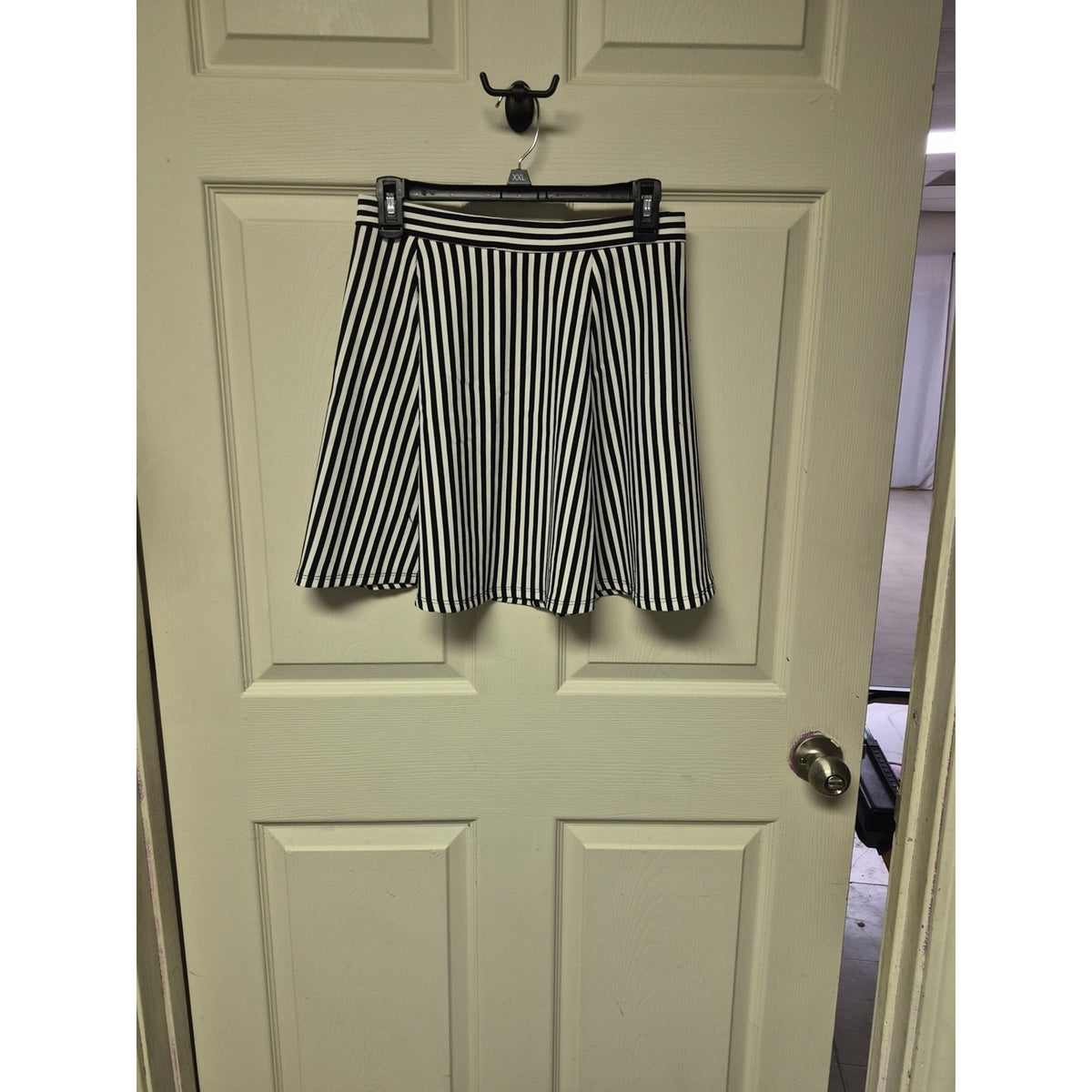 Papaya Black and White Striped Skater Skirt