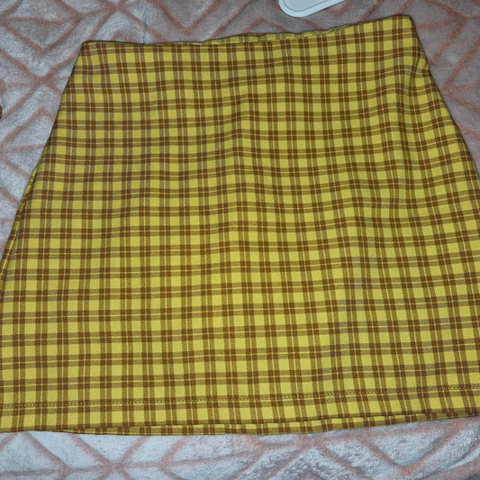Yellow and brown plaid mini