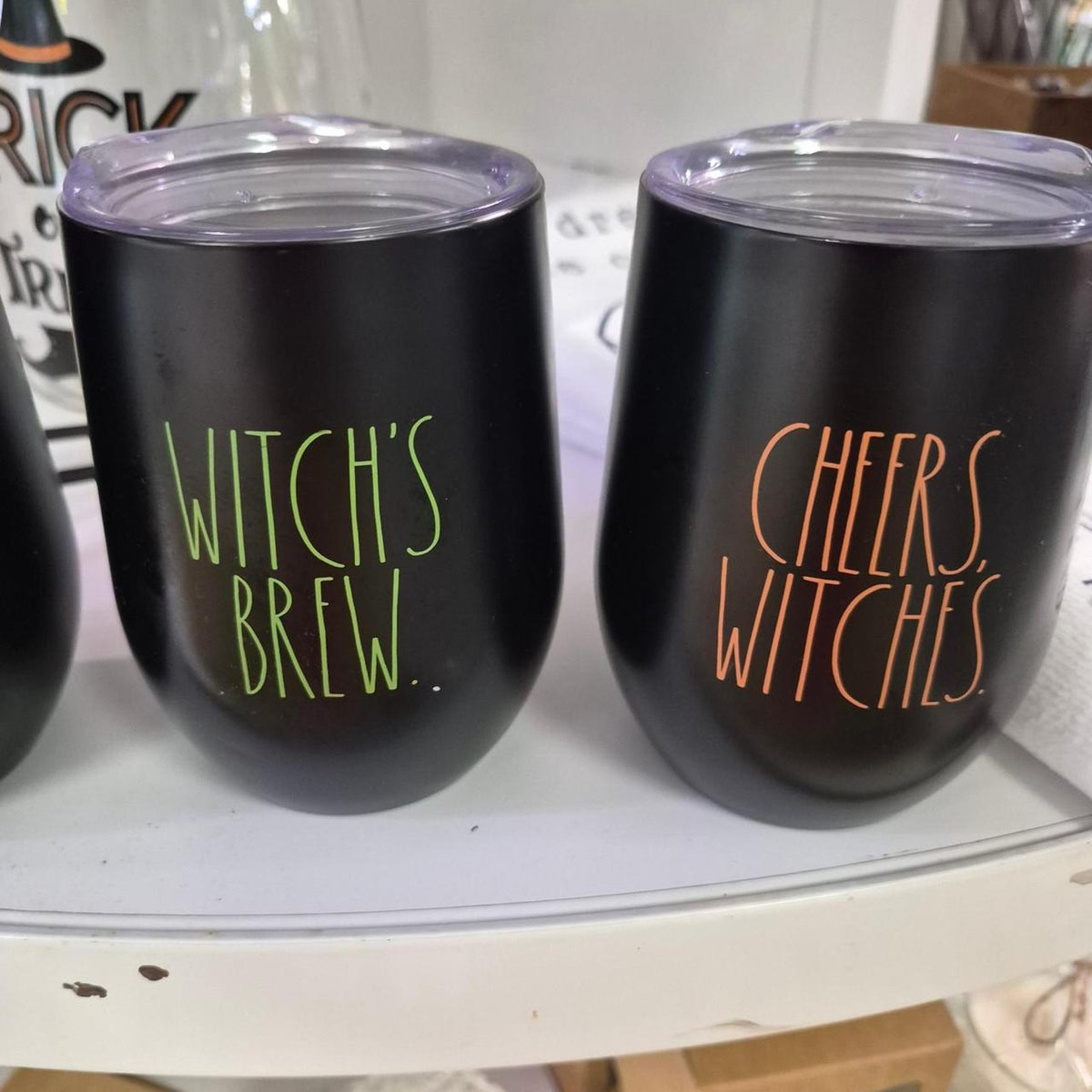 Black halloween tumbler set with