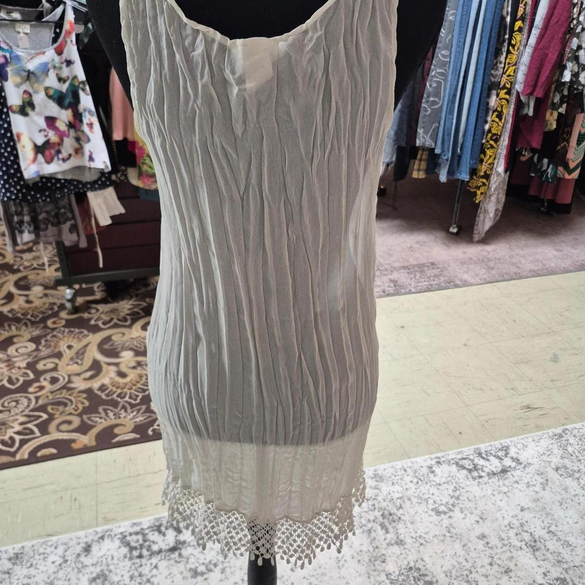 Vintage 1970s white lace slip