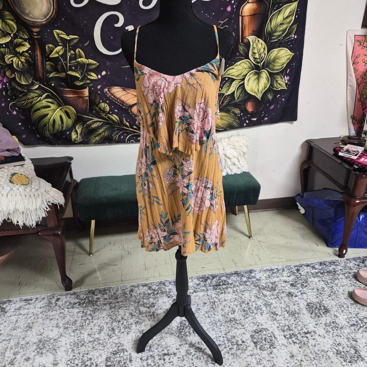 Yellow pink floral dress