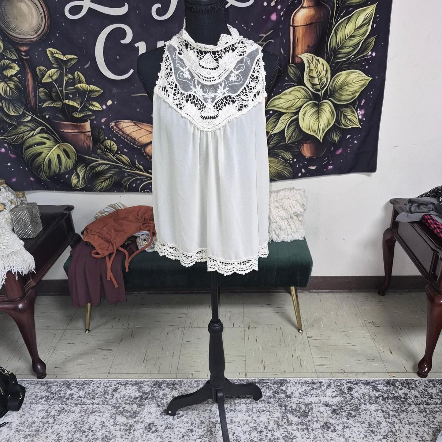 White lace babydoll top with