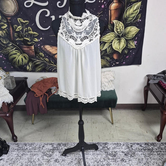 White lace babydoll top with