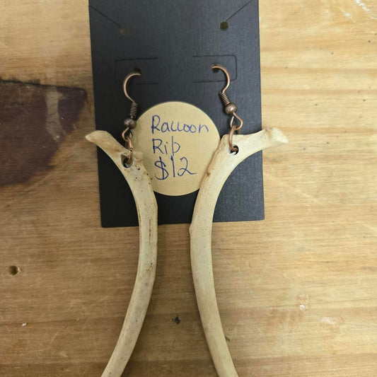 Raccoon rib earrings handmade handmade