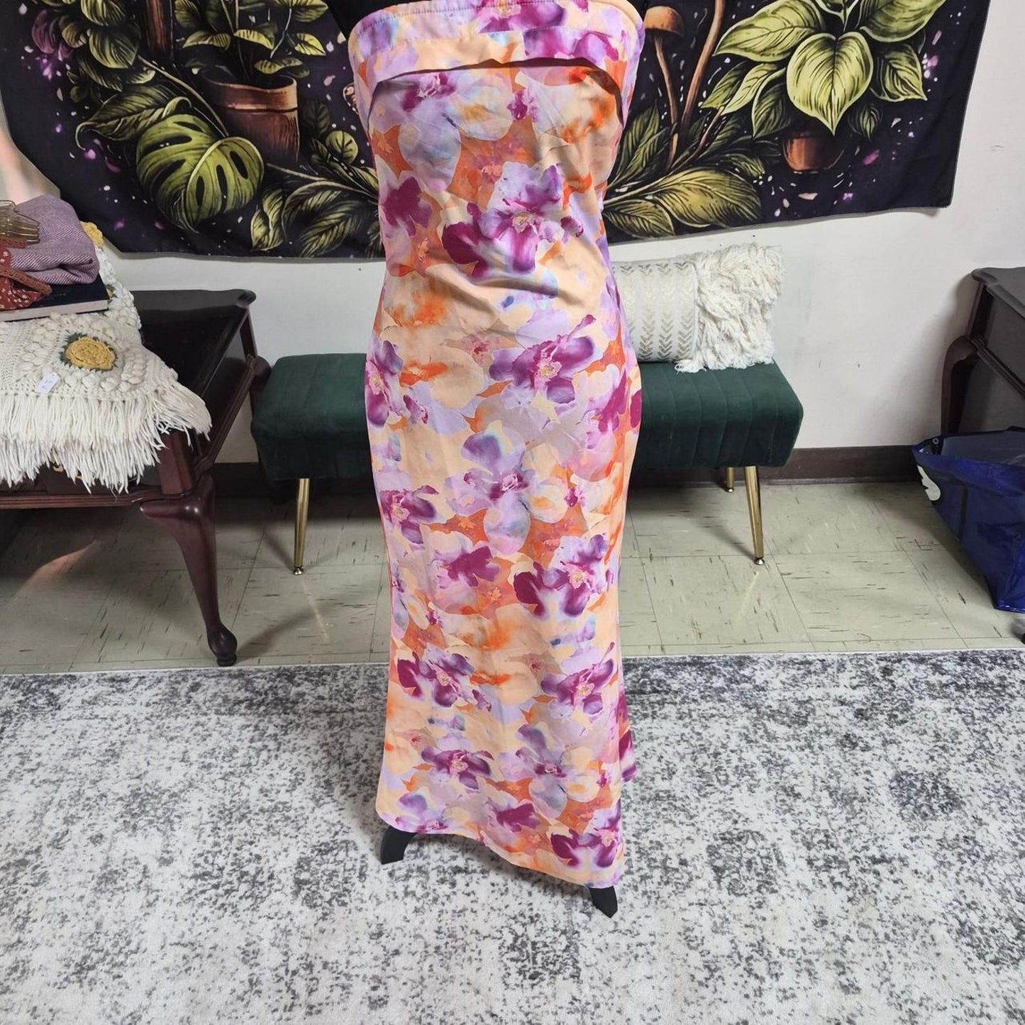 Orange and purple floral maxi