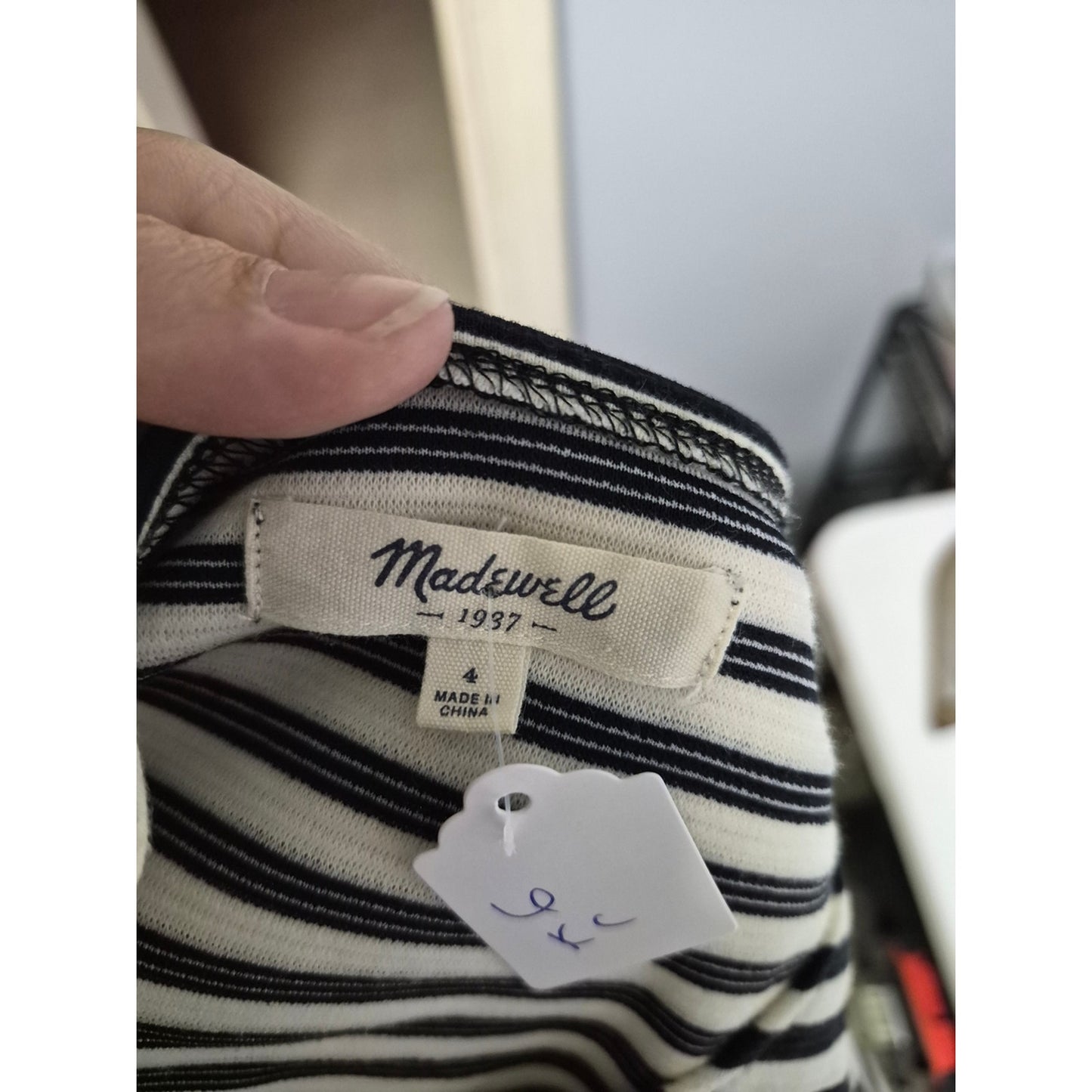 Madewell Black and White Striped Fit-and-Flare Dress