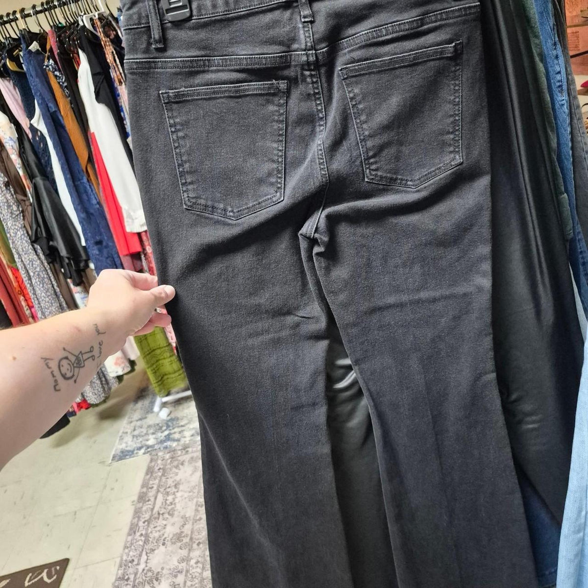 Black straight leg jeans with