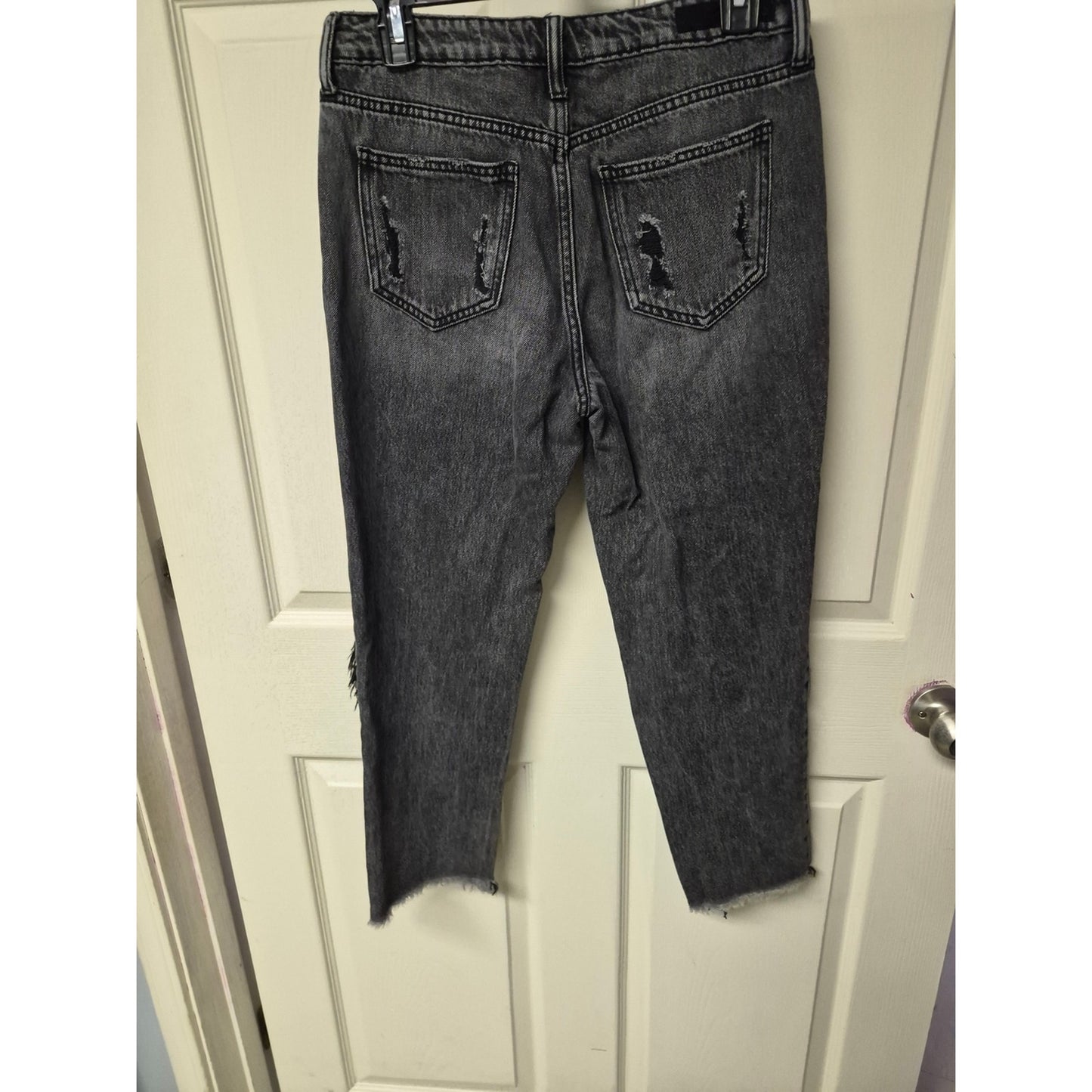 Cello Women's Distressed Black-Gray Boyfriend Jeans