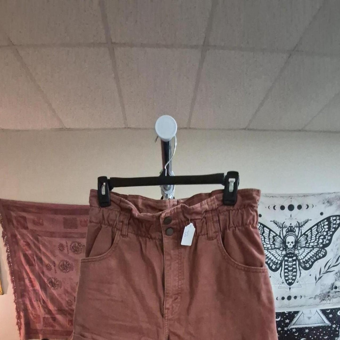 High waisted wide leg rust colored linen pants
