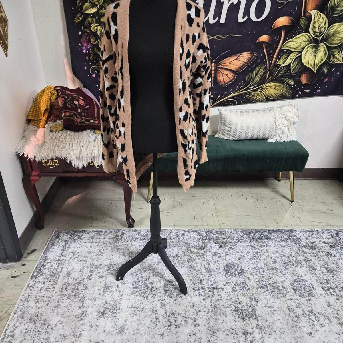 Leopard print cardigan in tan