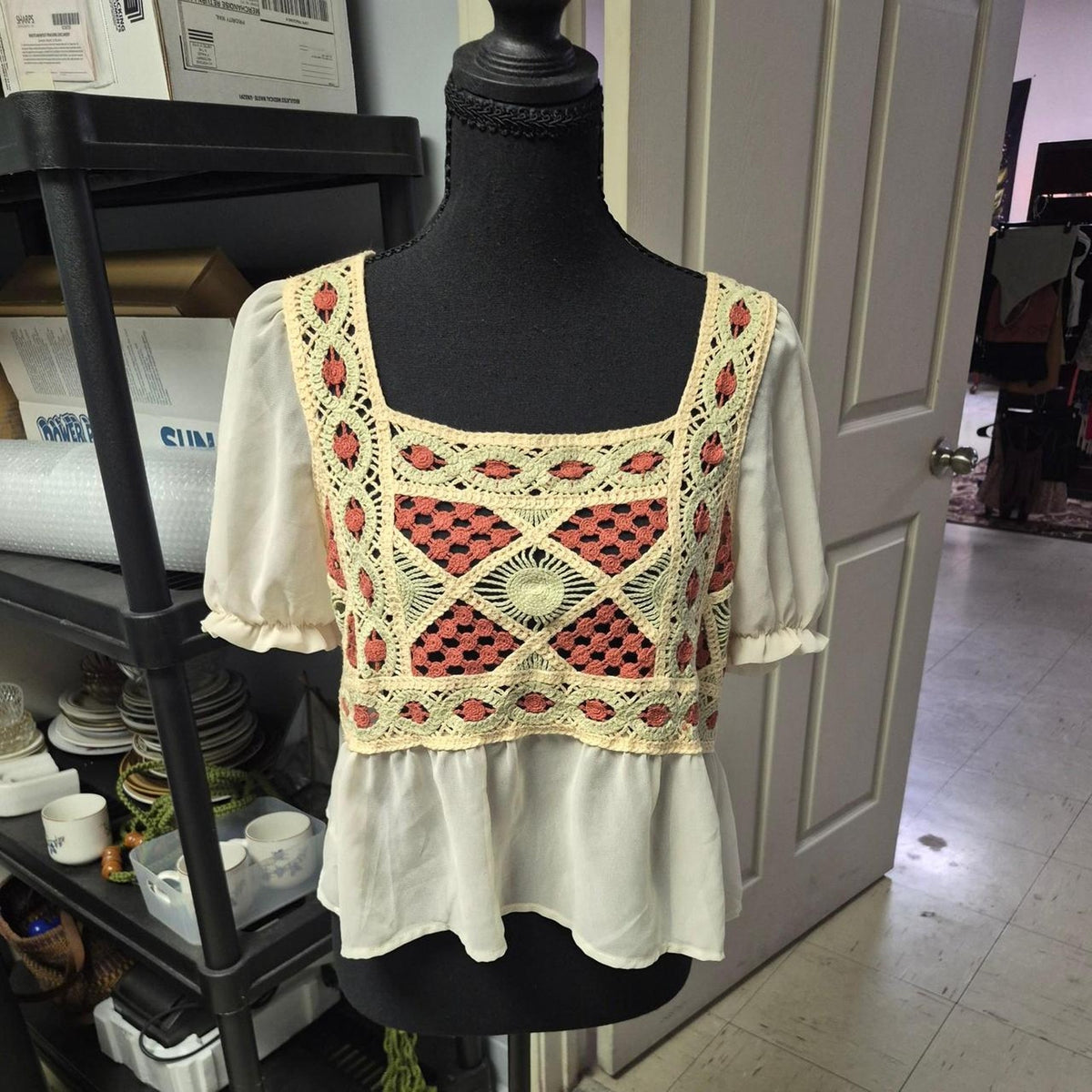 Shein cream white crochet