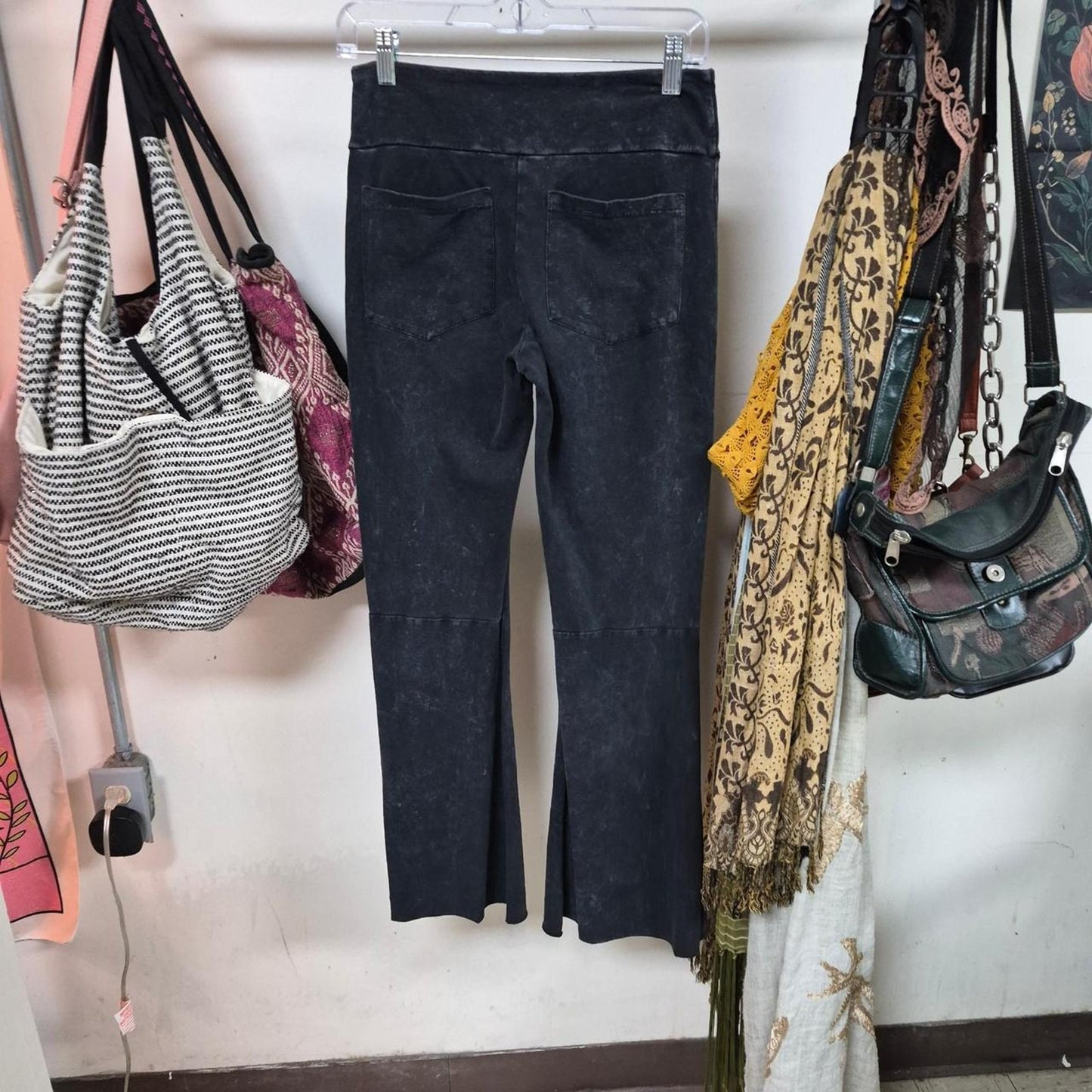Black flare pants with a