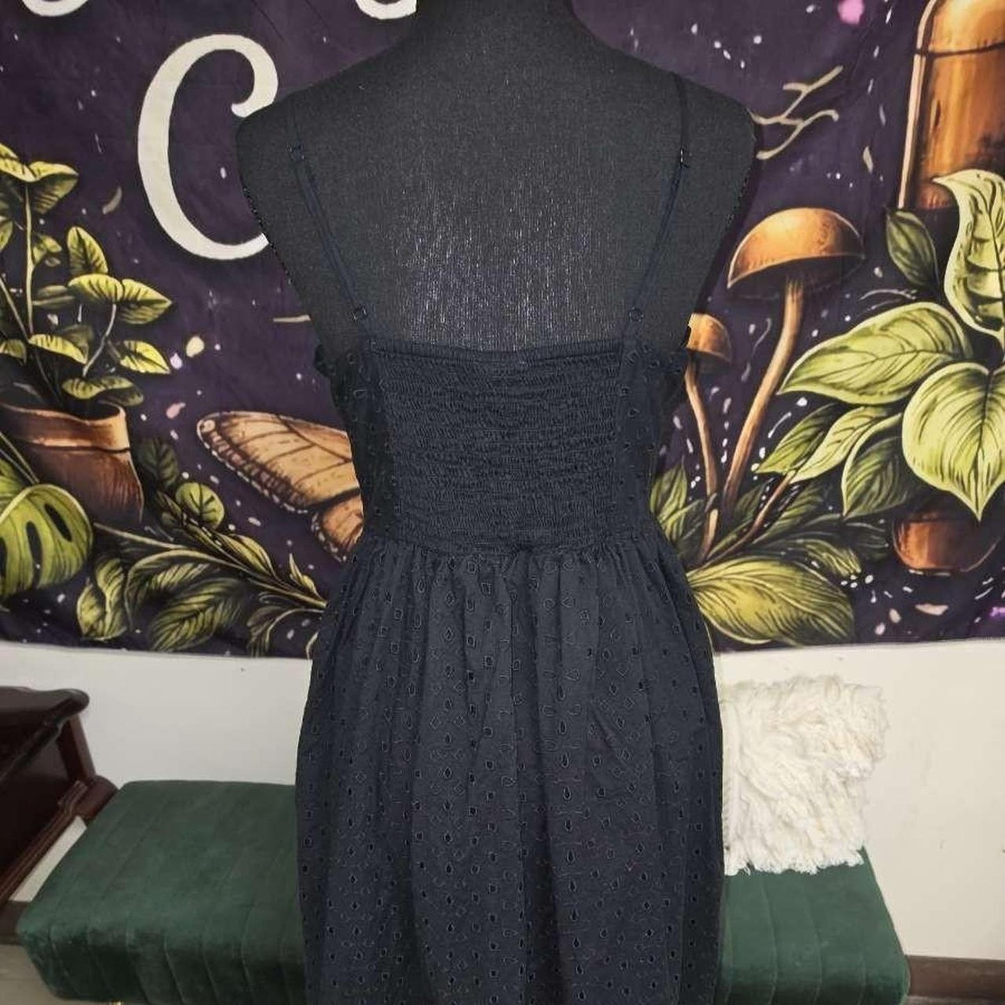 Black eyelet lace dress with