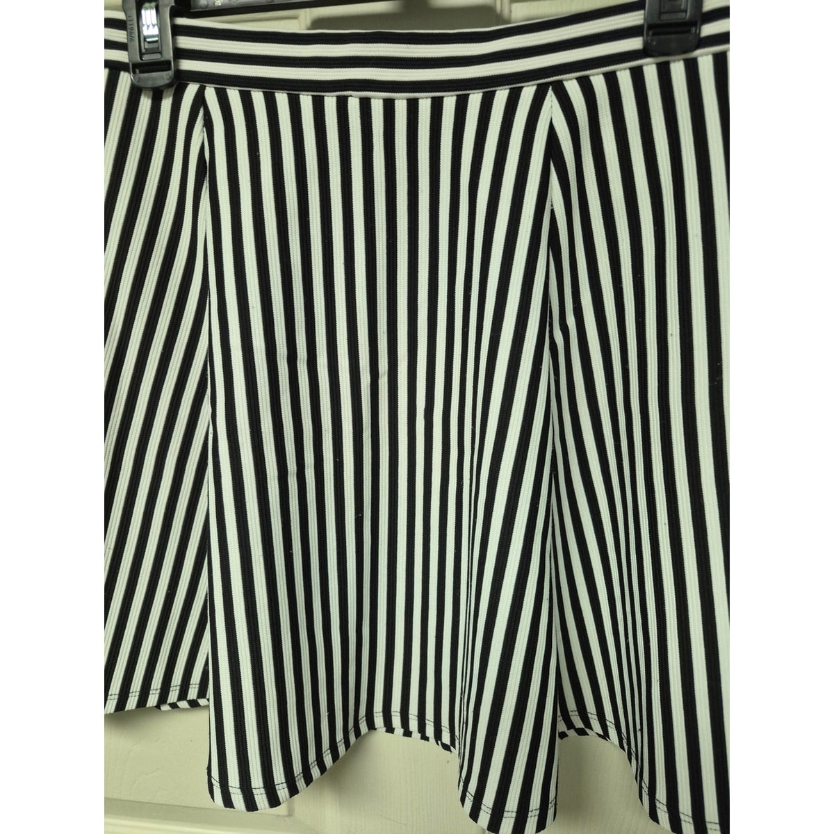 Papaya Black and White Striped Skater Skirt