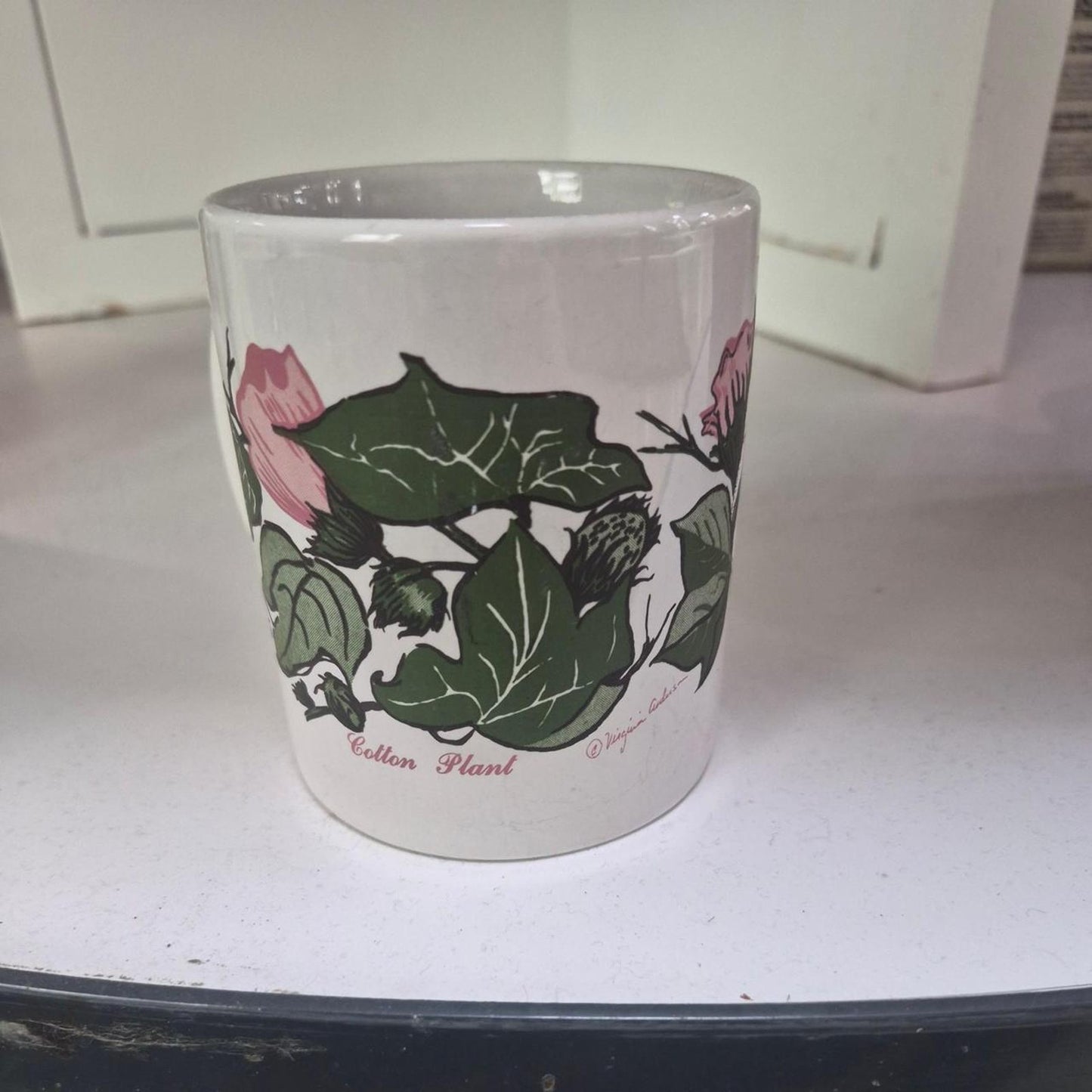 Cotton plant mug with green