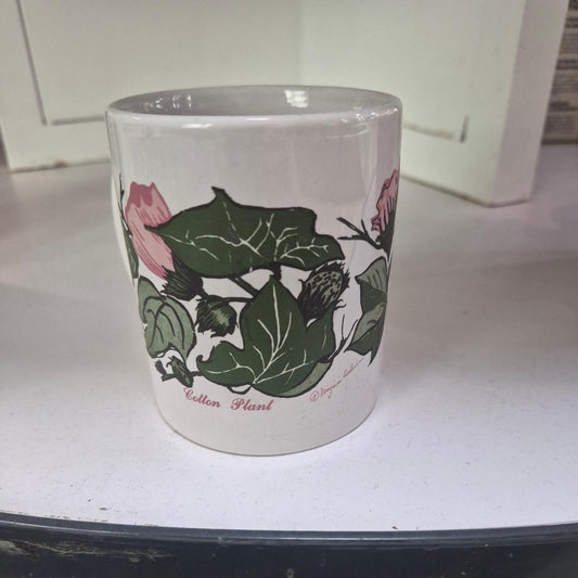 Cotton plant mug with green