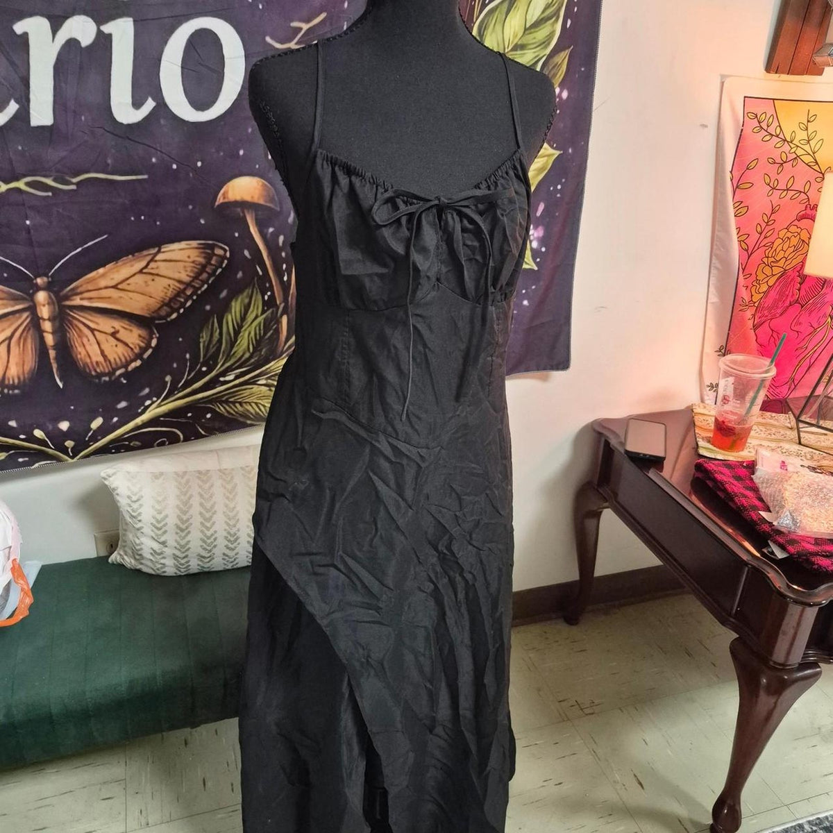Black maxi dress with bow