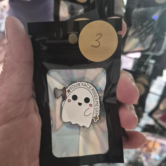 Ghost pin with the words
