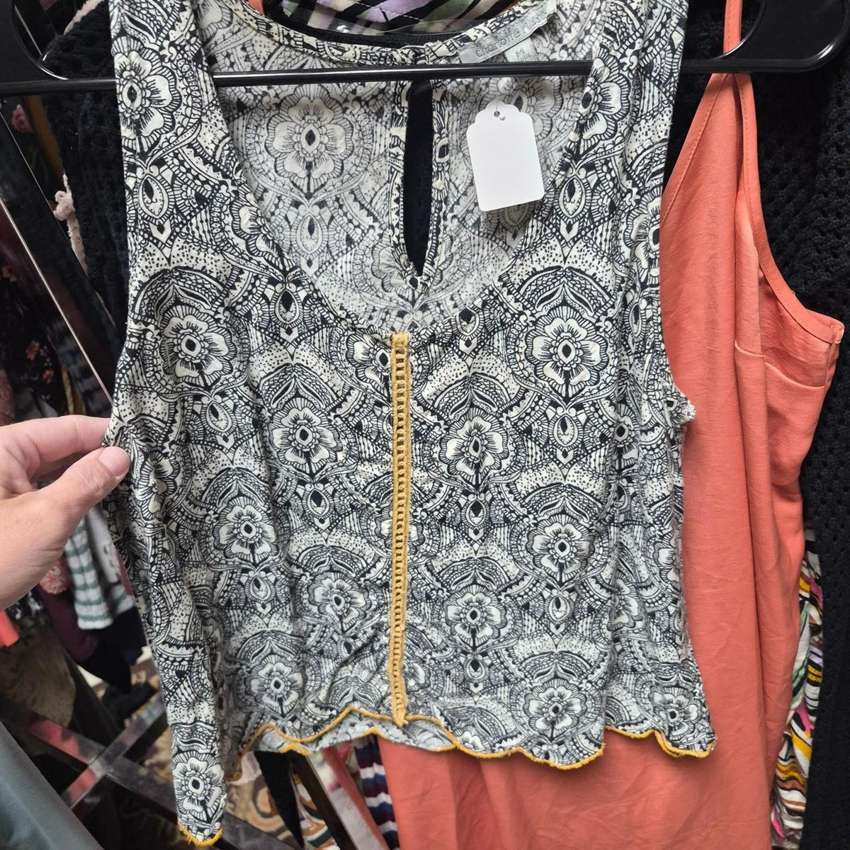 White and gray floral and