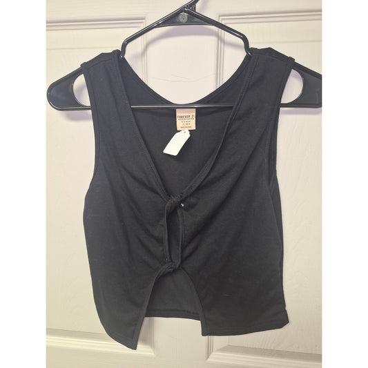 Forever 21 Black Knot-Front Crop Tee