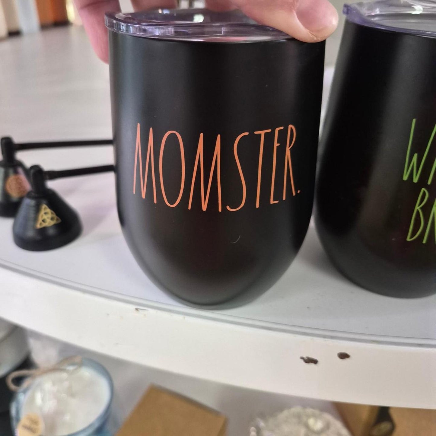 Black halloween tumbler set with
