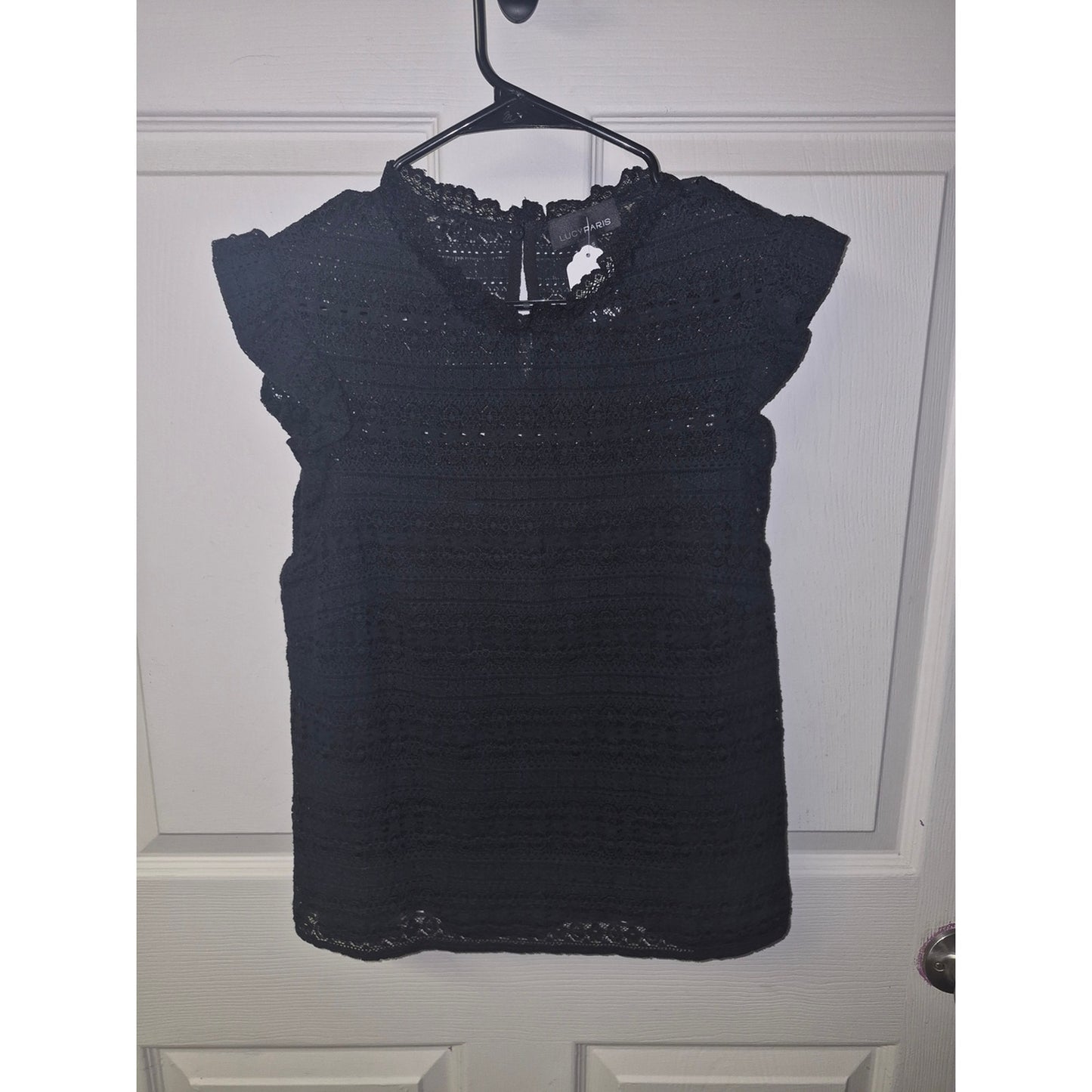 Lucy Paris Black Lace Cap Sleeve Blouse