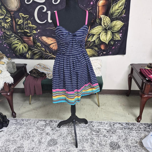 Navy blue dress with horizontal