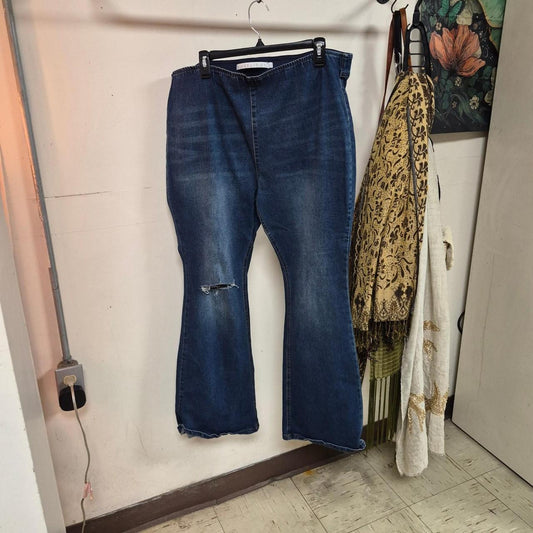 Blue denim flare jeans with
