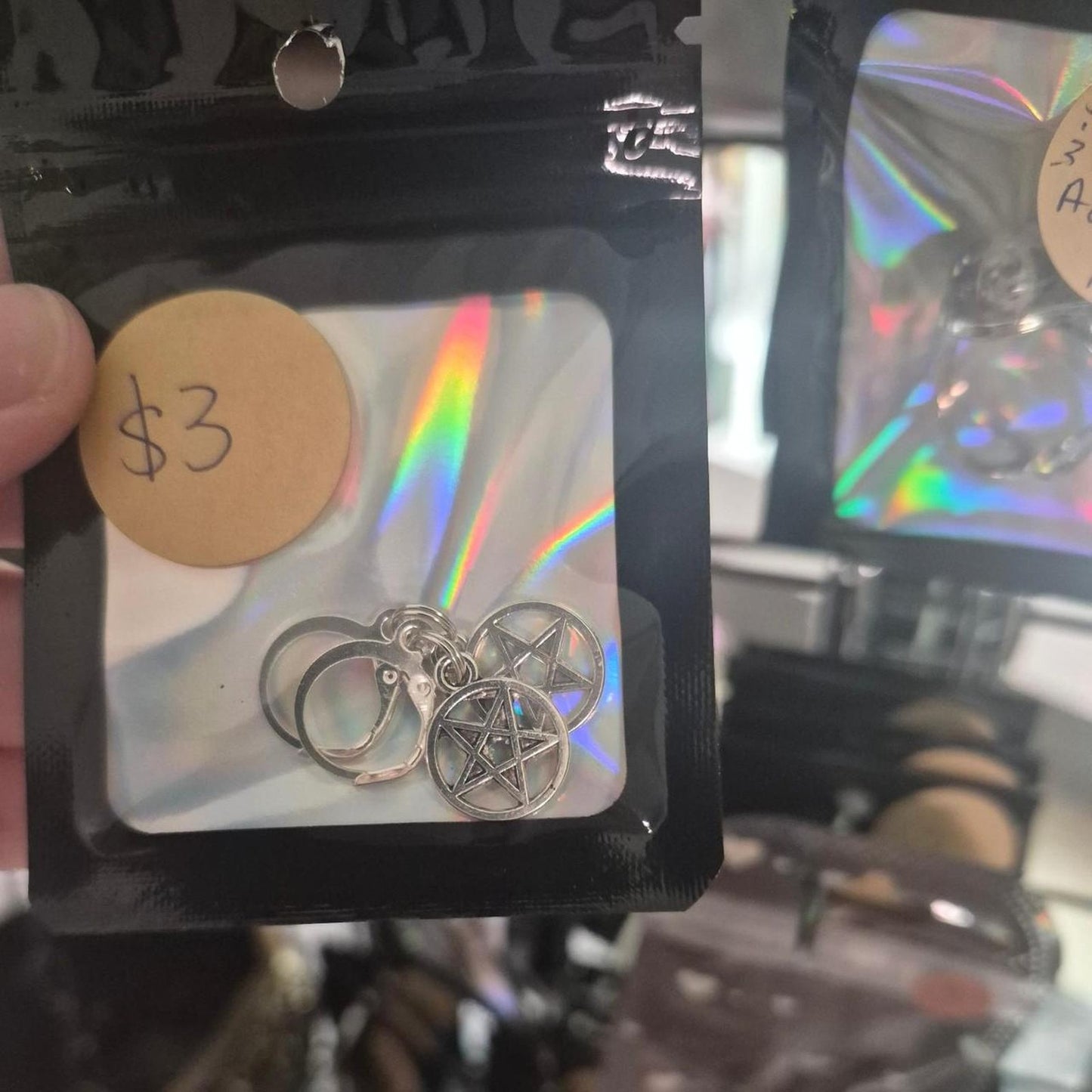 Silver pentagram earrings