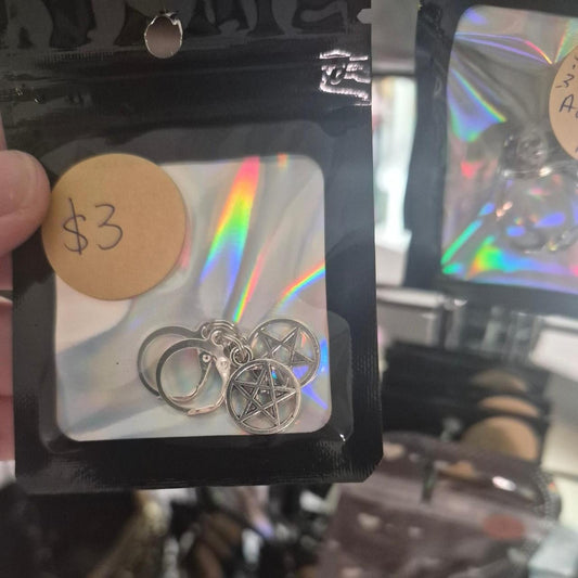 Silver pentagram earrings